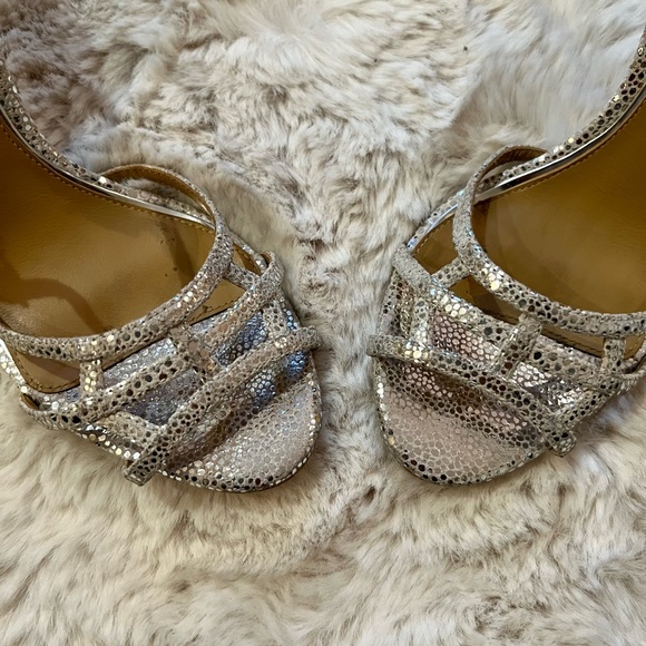 Badgley Mischka Silver Sandal Heel Size 6 US - Picture 2 of 6